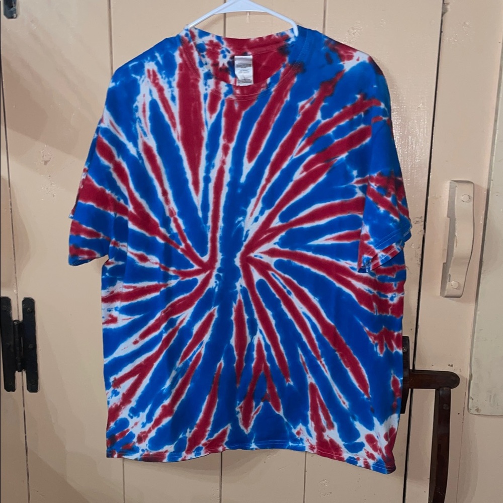 Red and Blue Tie-Dye T-Shirt, XL